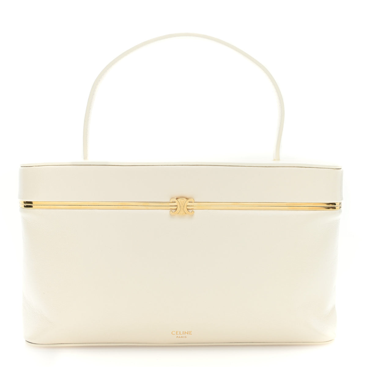 Celine Glossy Lambskin Vanity Frame Rectangle Bag  Creamy White 1 of 10