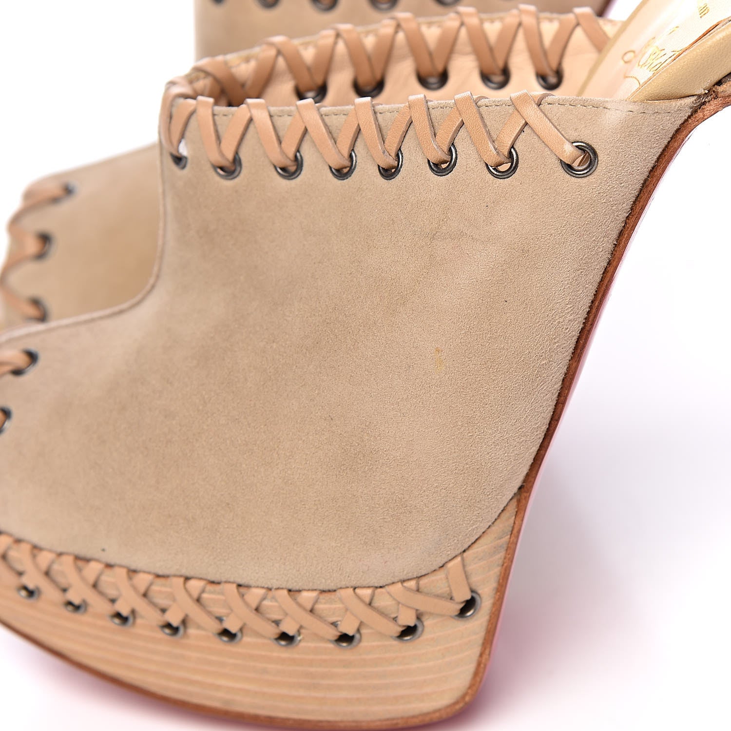 Christian Louboutin Suede Sablina 140 Platform Mules 36.5 Beige 10 of 14