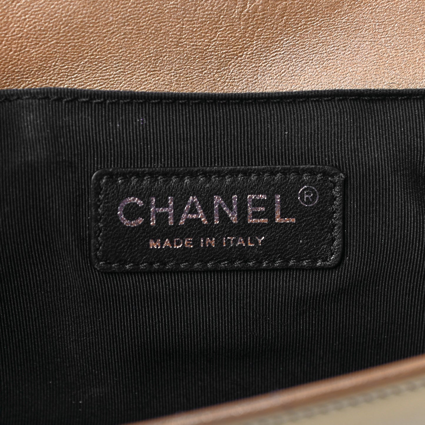 Metallic Patent Calfskin Quilted Medium Boy Flap Gold