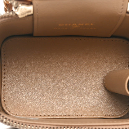 Chanel Lambskin Quilted Metal Mini Top Handle Vanity Case With Chain Beige 5 of 11