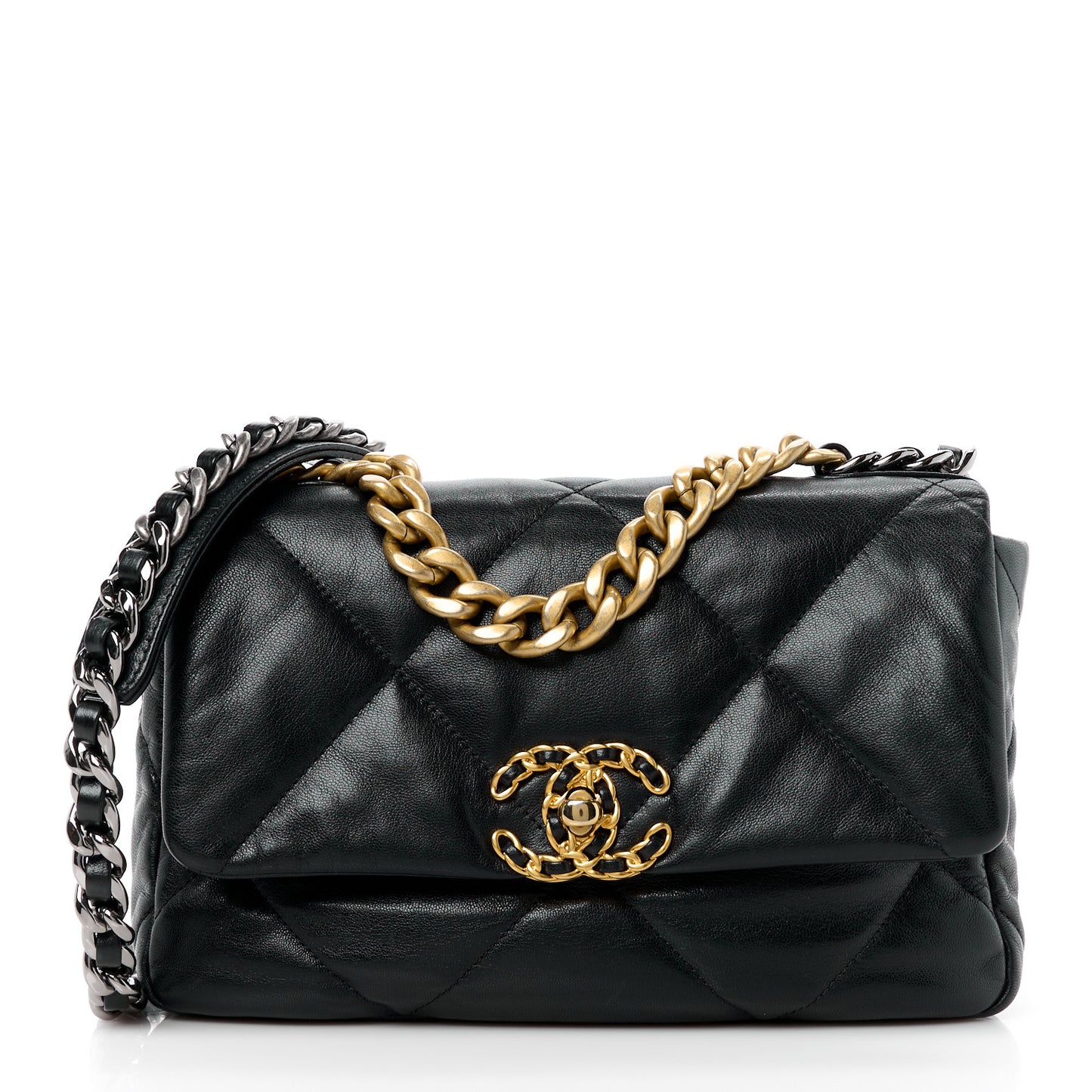 Lambskin Quilted Medium Chanel 19 Flap Black