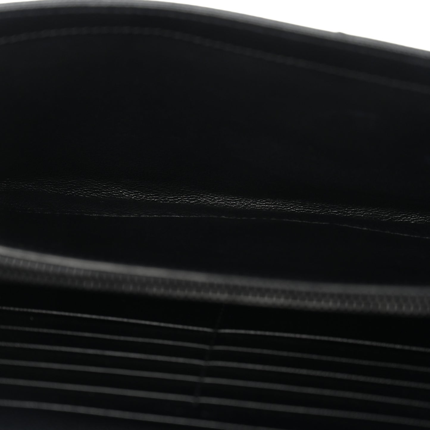 Grain De Poudre Matelasse Chevron Monogram Monochrome Envelope Chain Wallet Black