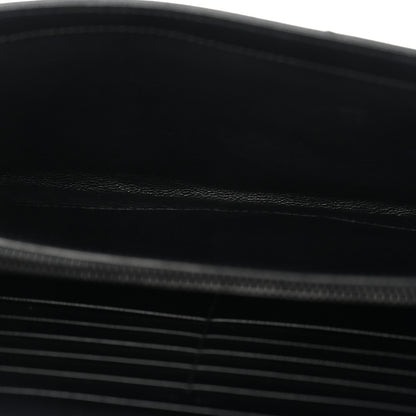 Saint Laurent Grain De Poudre Matelasse Chevron Monogram Monochrome Envelope Chain Wallet Black 5 of 11