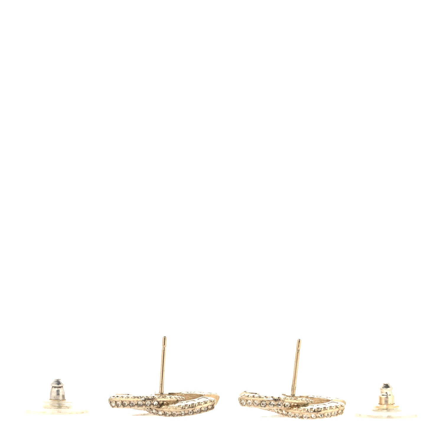 Chanel Crystal Timeless CC Earrings Light Gold 3 of 5