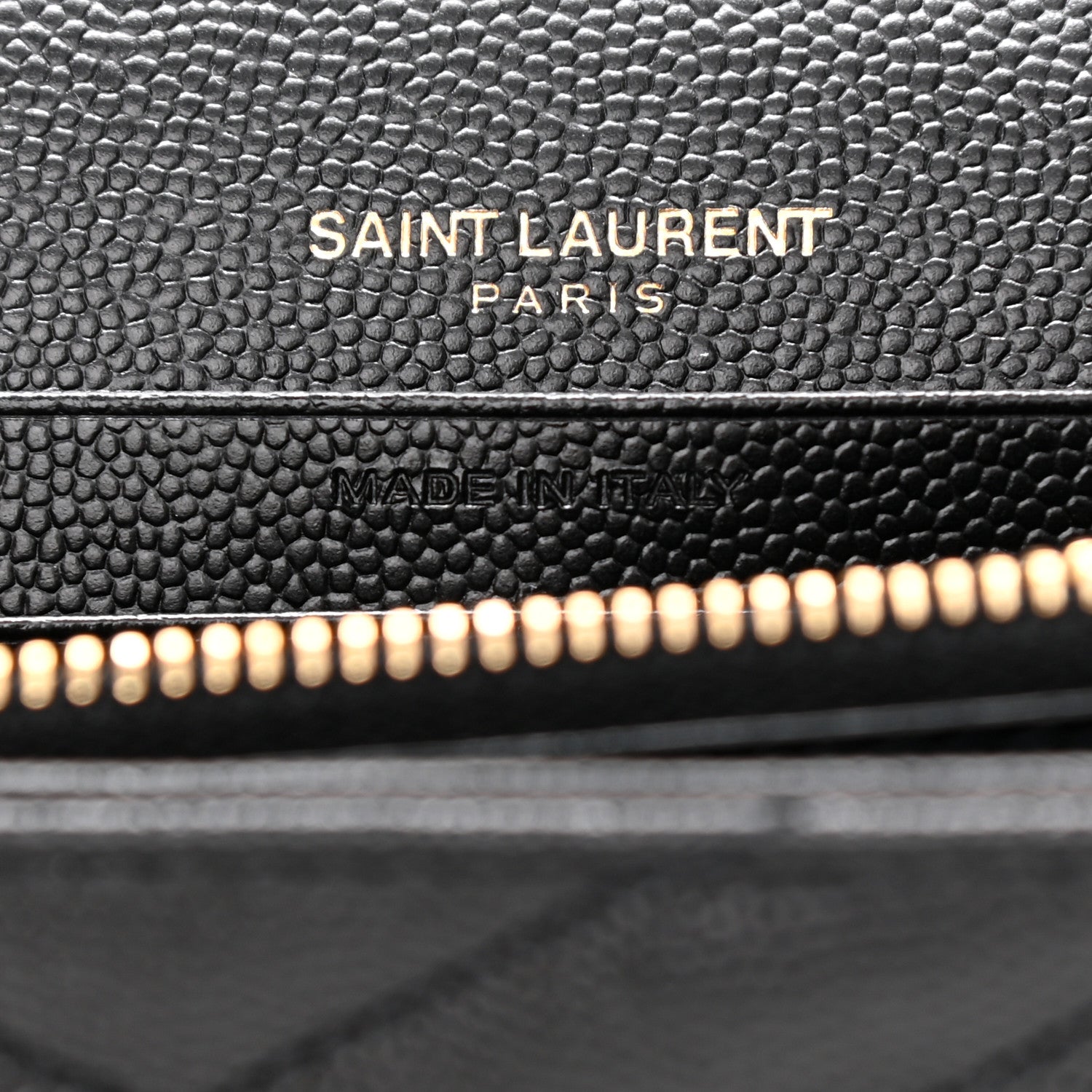 Saint Laurent Grain De Poudre Matelasse Chevron Monogram Chain Wallet Black 7 of 12