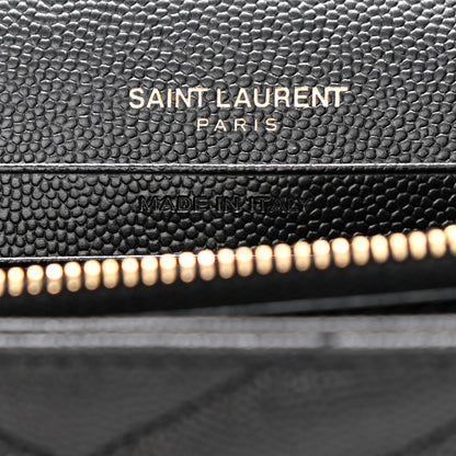 Saint Laurent Grain De Poudre Matelasse Chevron Monogram Chain Wallet Black 7 of 12
