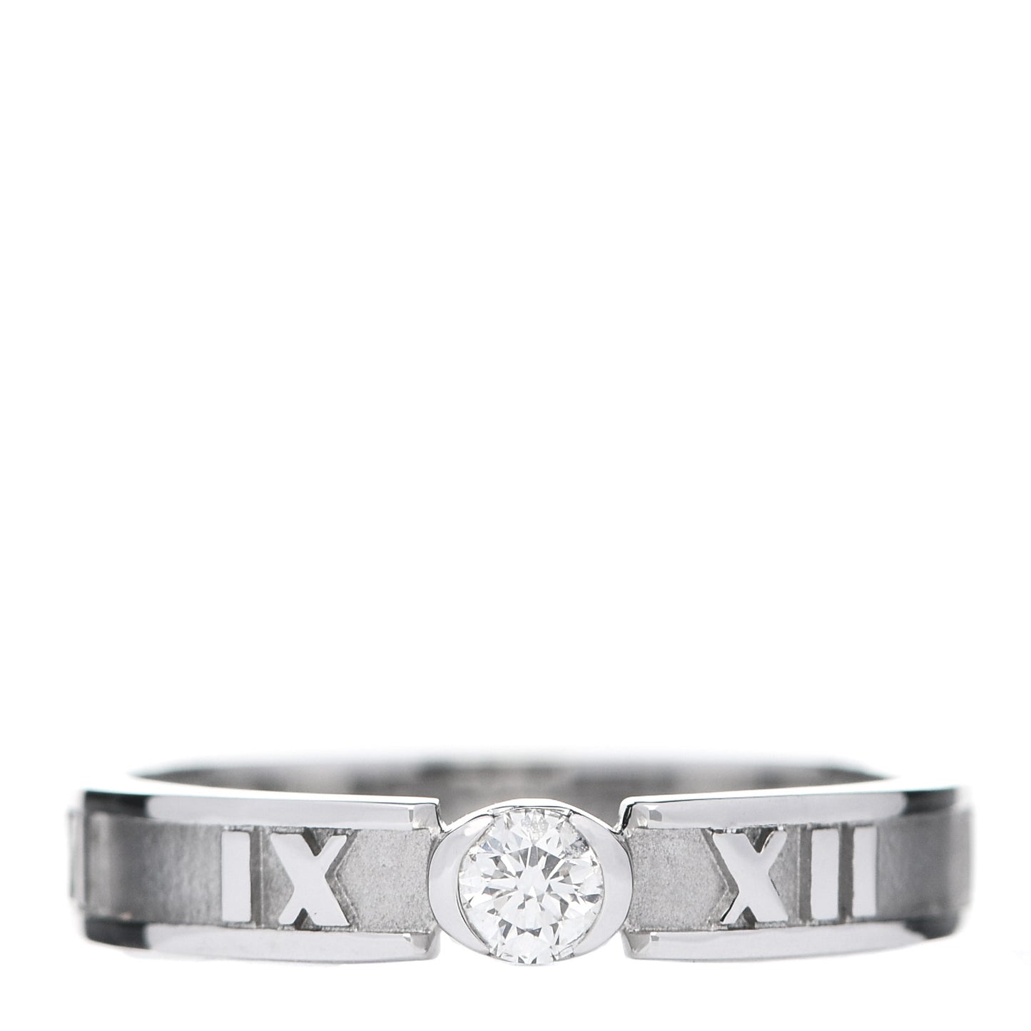 18K White Gold Diamond Atlas Solitaire Band Ring 52 6