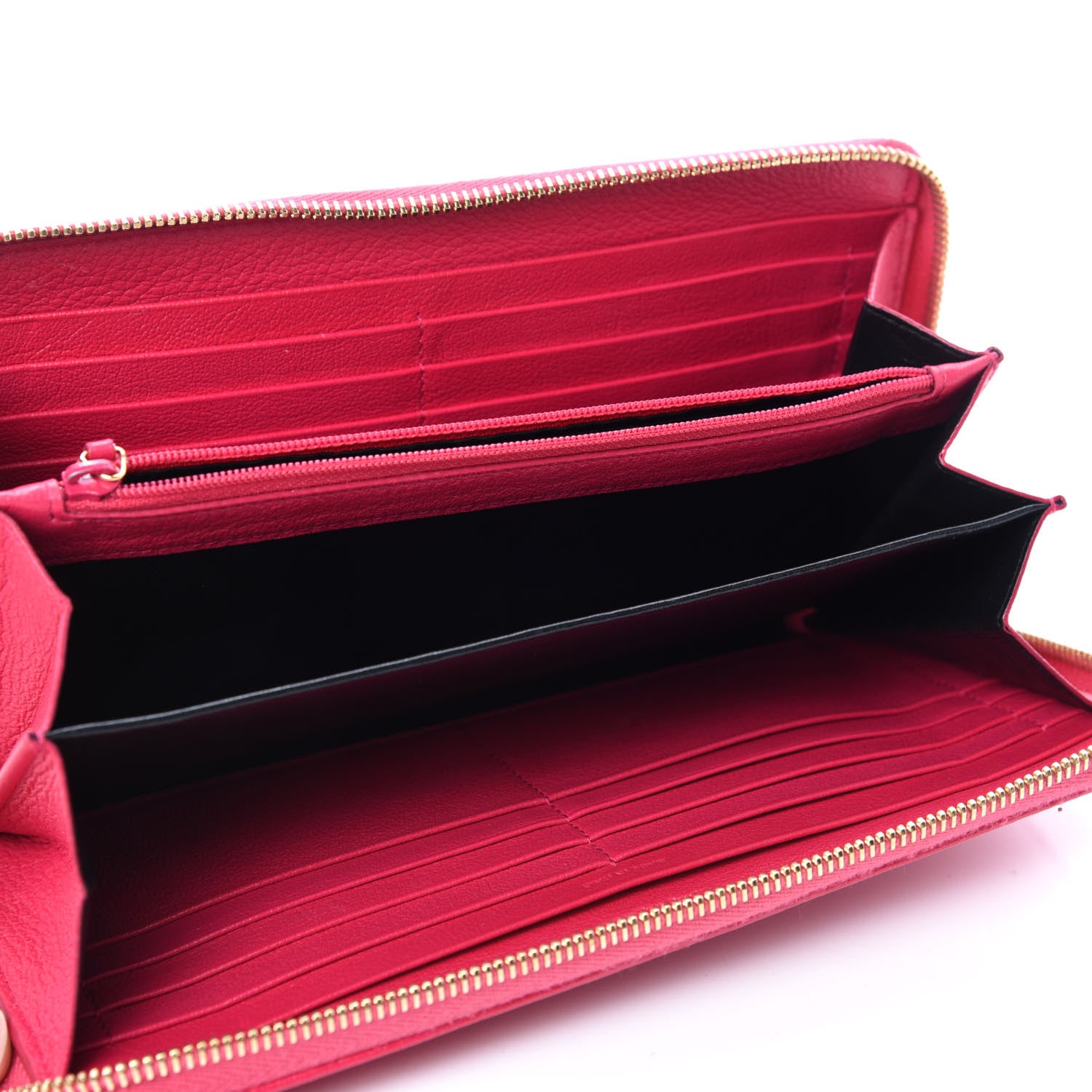 Saint Laurent Chevre Belle De Jour Zip Around Wallet Fuchsia 5 of 7