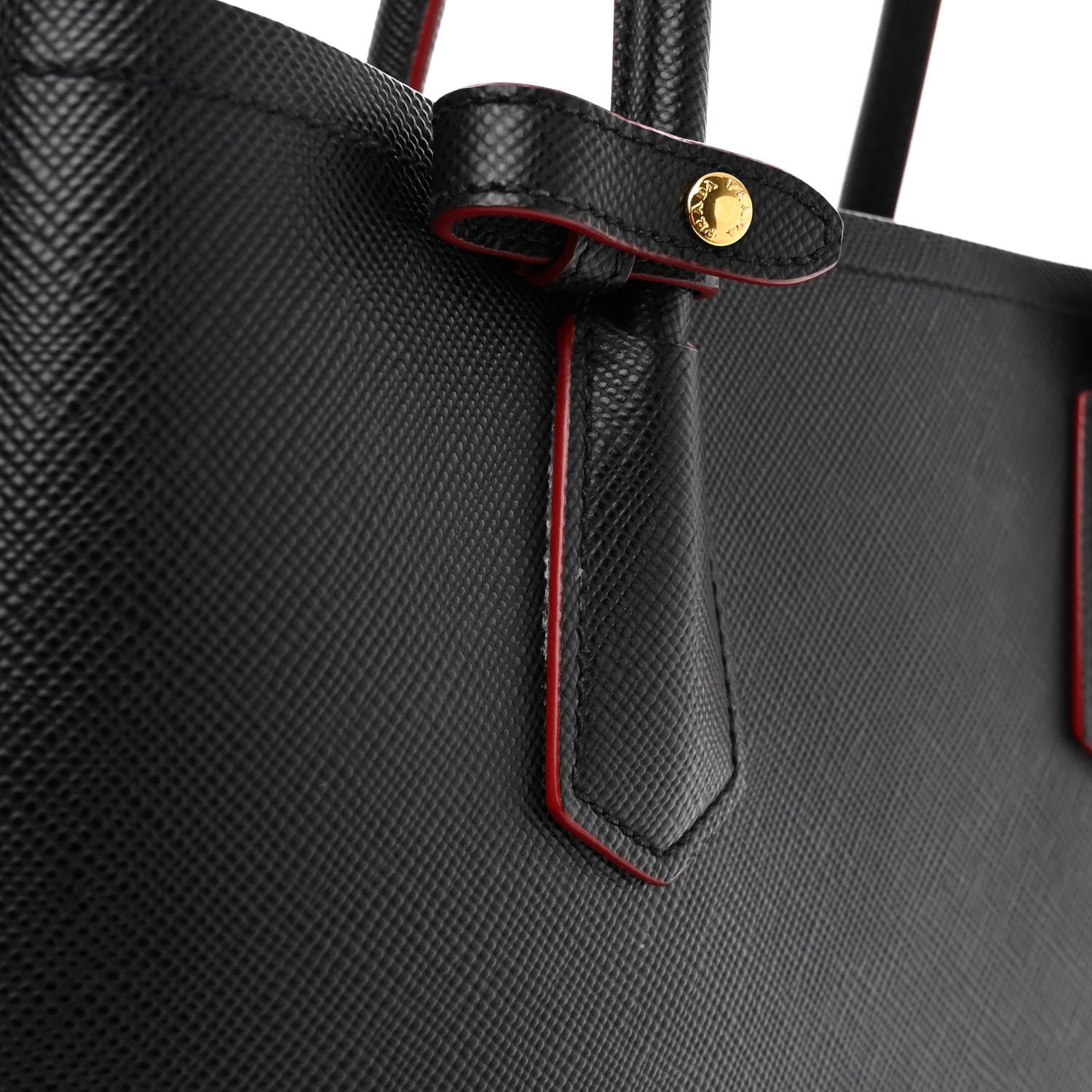 Prada Saffiano Cuir Medium Double Bag Black Fuoco 10 of 10