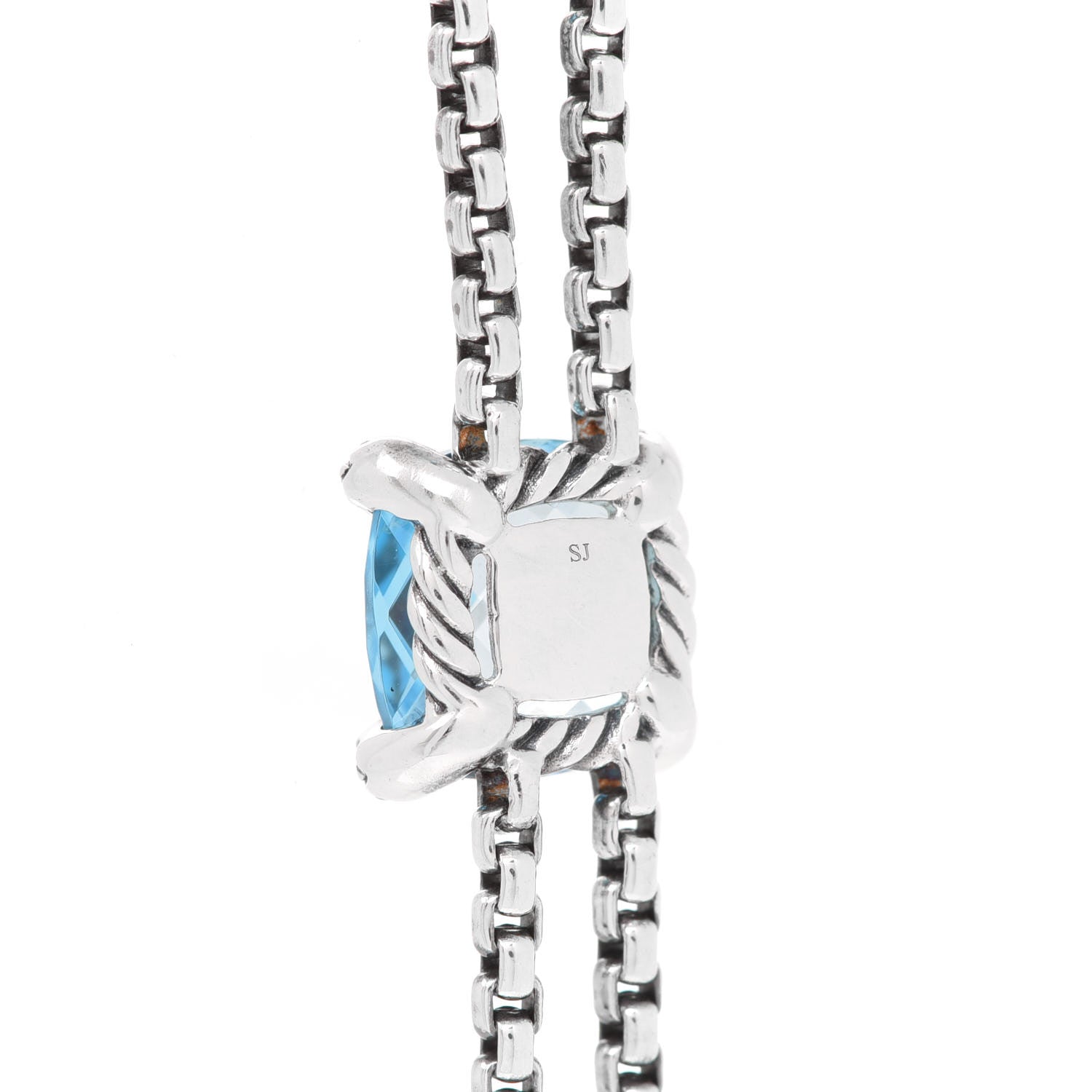David Yurman Sterling Silver Diamond Blue Topaz Chatelaine Y Necklace 6 of 7