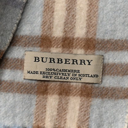 Burberry Cashmere House Check Striped Fringe Scarf Light Blue 3 of 4