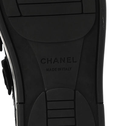 Chanel Suede Embroidered Flower Sneakers 36 Black 6 of 7