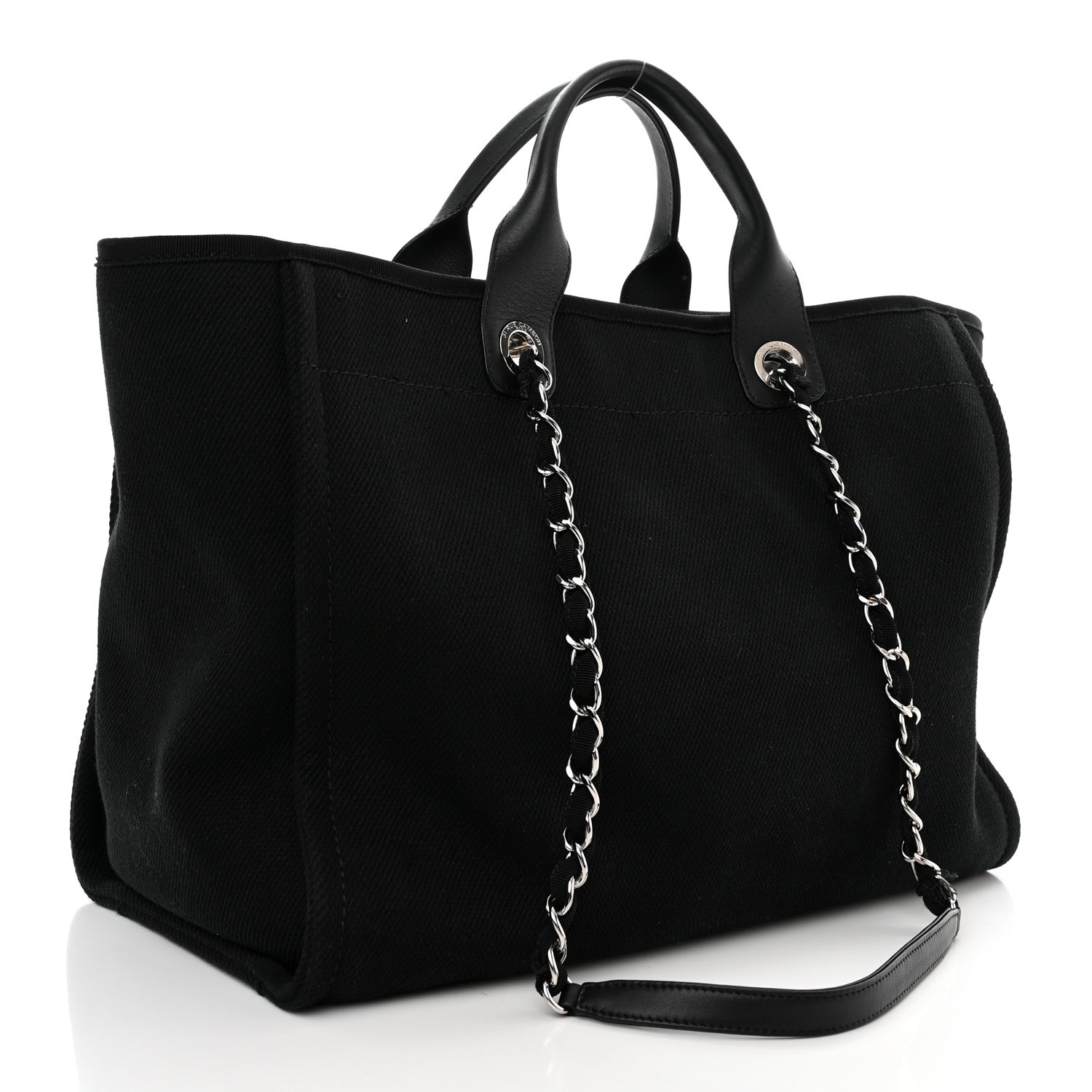 Chanel Canvas Pearl Medium Deauville Tote Black 3 of 11