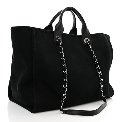 Chanel Canvas Pearl Medium Deauville Tote Black 3 of 11