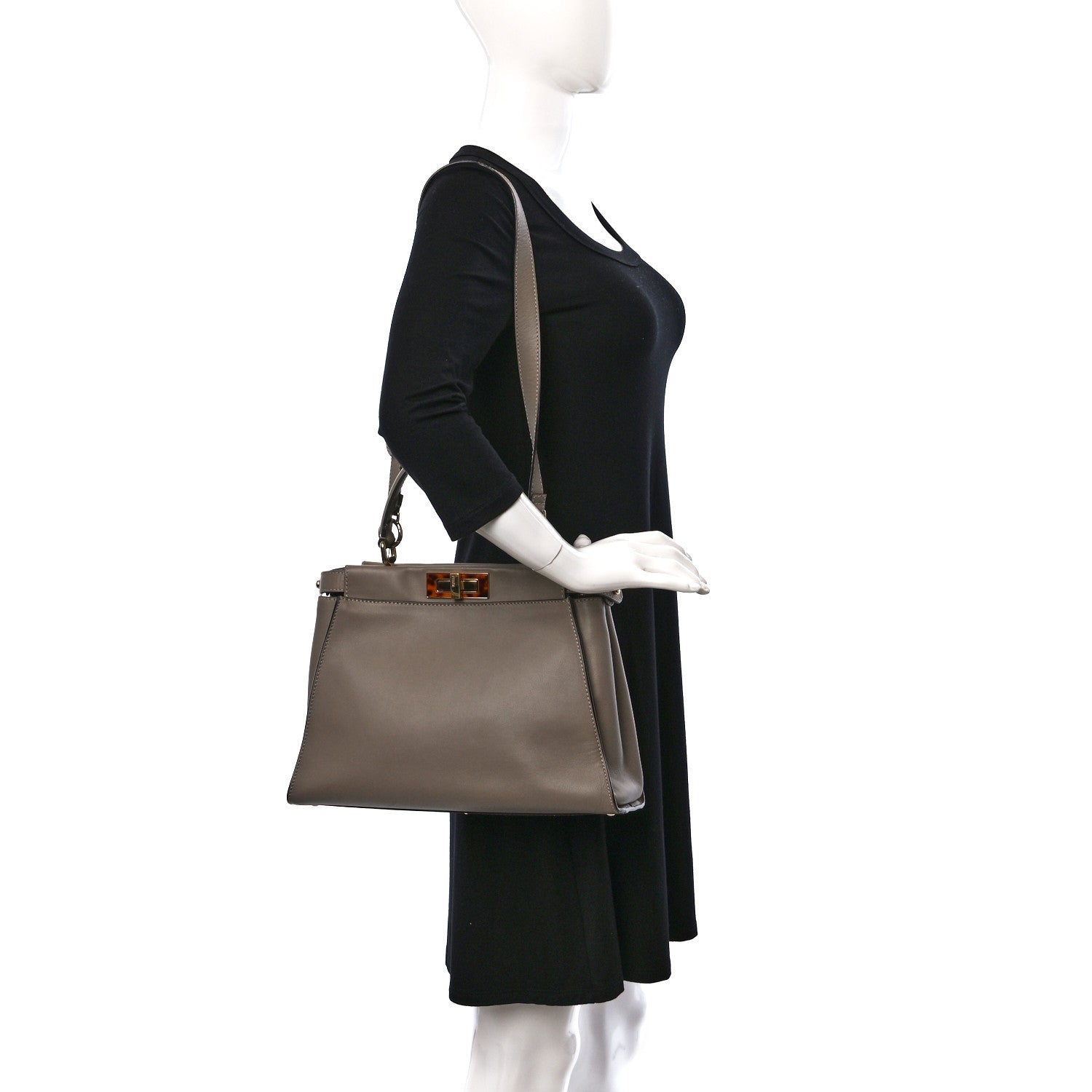 Fendi Vitello Seta Plexiglass Tortoise Medium Peekaboo Iconic Satchel Tortora 2 of 9