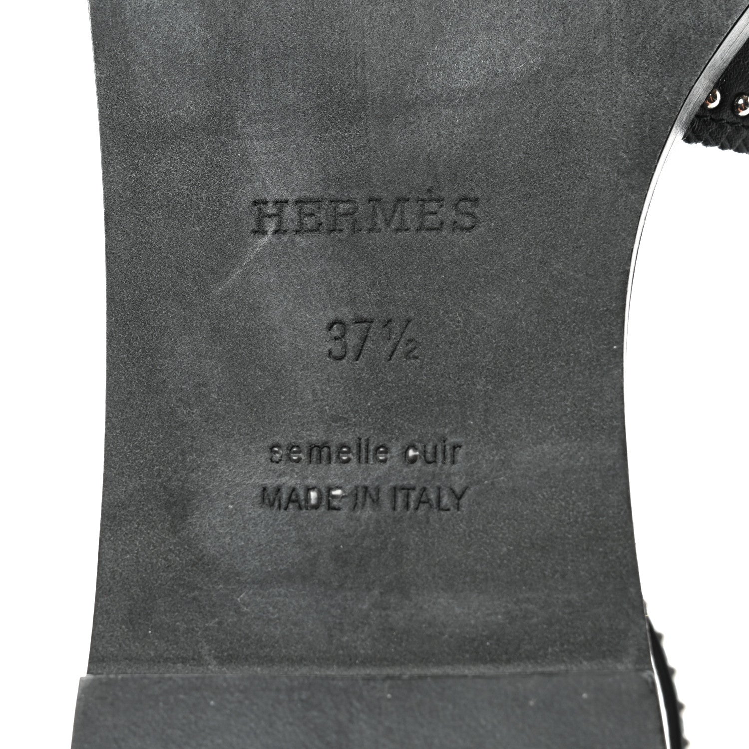 Hermes Calfskin Studded Santorini Sandals 37.5 Black 8 of 8