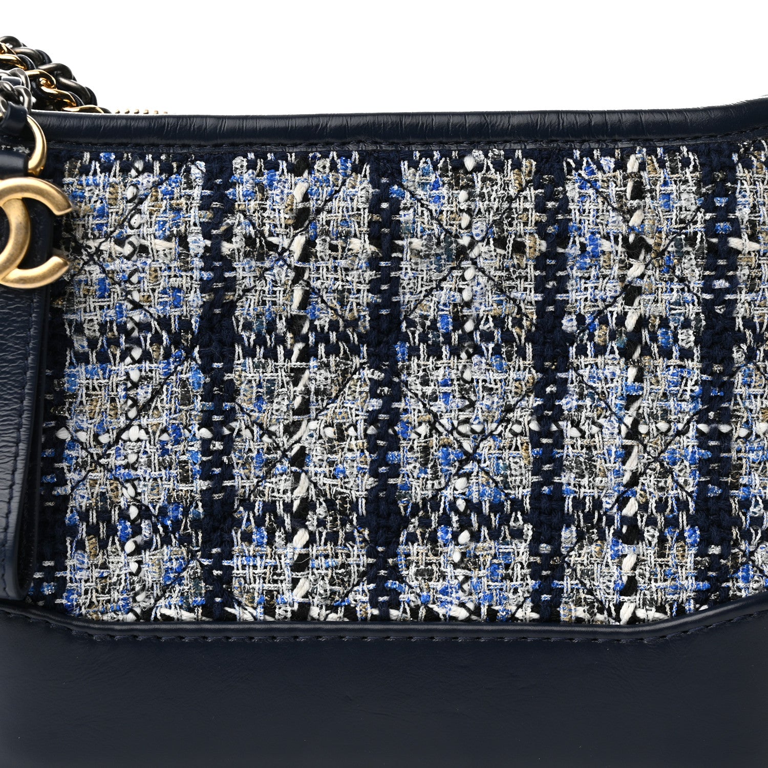 Chanel Tweed Calfskin Small Gabrielle Hobo Blue 5 of 14