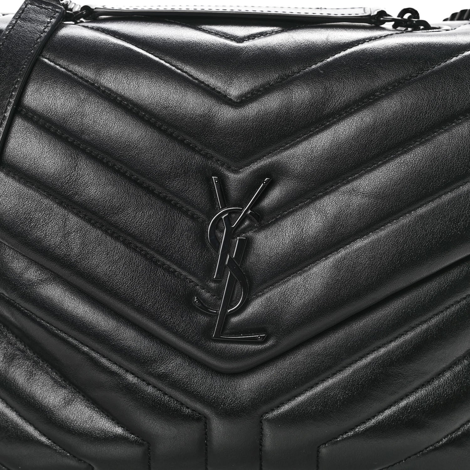 Saint Laurent Calfskin Y Quilted Monogram Medium Loulou Chain Satchel Black 7 of 14
