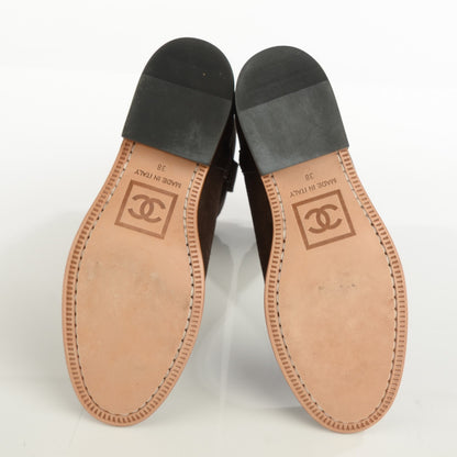 Chanel Suede Logo Boots 38 Brown 5 of 8