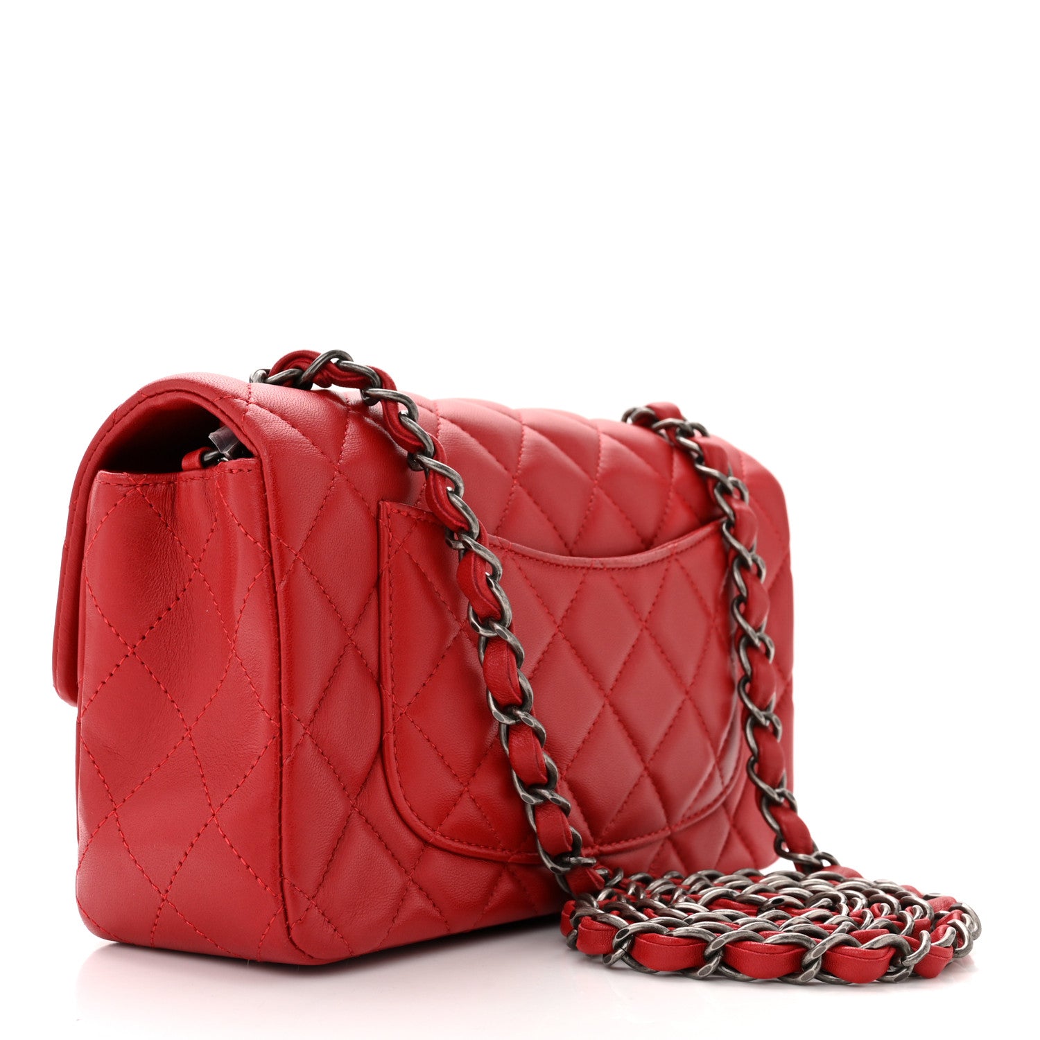 Chanel Lambskin Quilted Mini Rectangular Flap Red 3 of 11