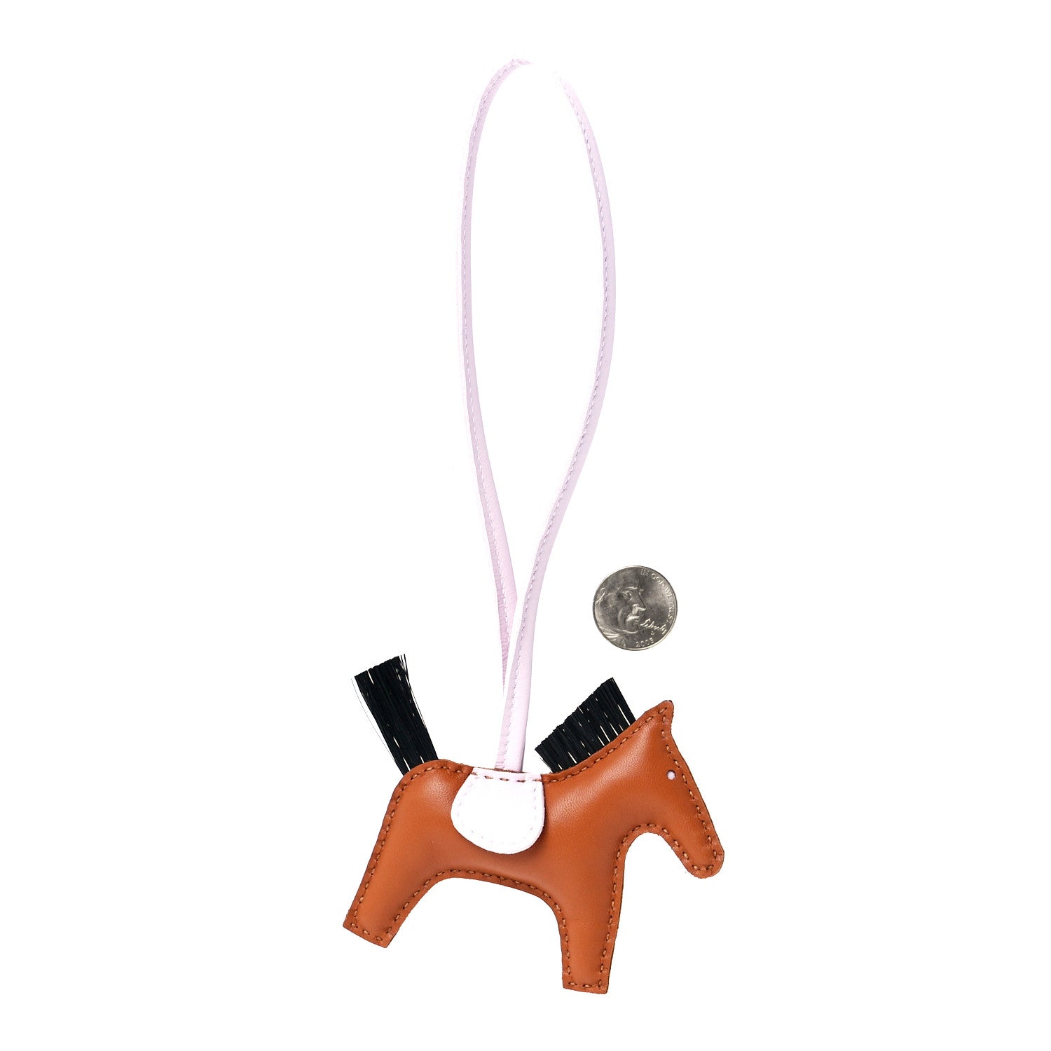 Hermes Milo Lambskin Horse Hair Grigri Rodeo Horse Bag Charm PM Gold Mauve Pale Black 2 of 5
