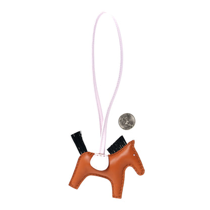 Hermes Milo Lambskin Horse Hair Grigri Rodeo Horse Bag Charm PM Gold Mauve Pale Black 2 of 5