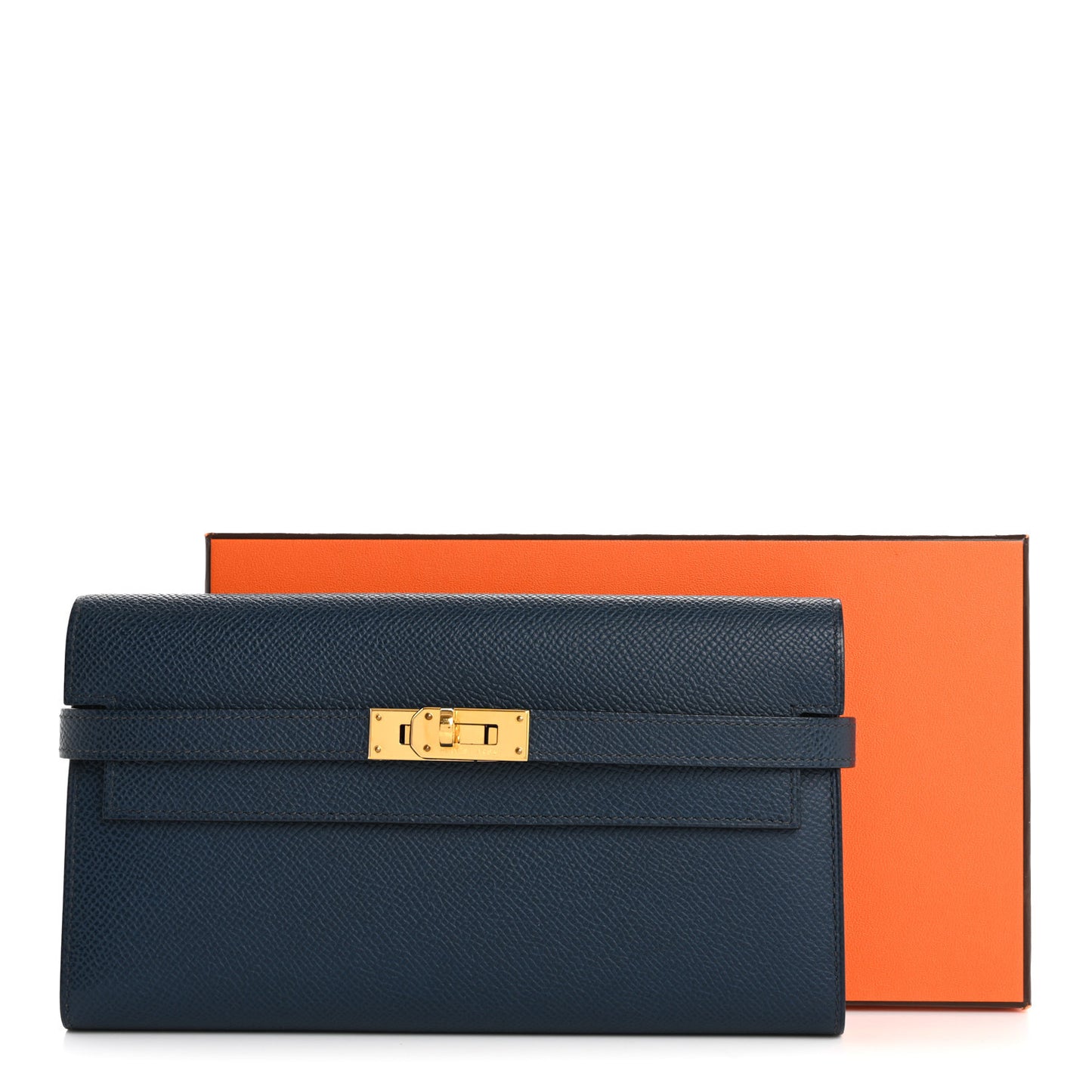 Epsom Kelly Longue Wallet Bleu de Prusse