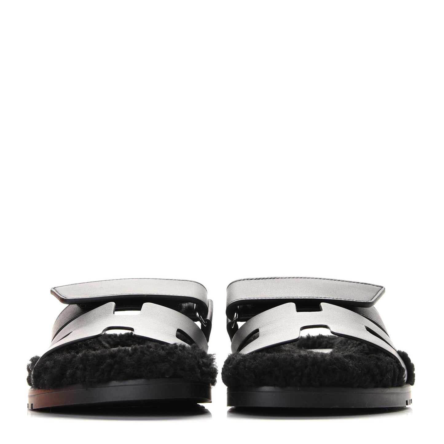 Calfskin Woolskin Womens Chypre Sandals 36 Black