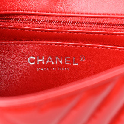 Chanel Patent Calfskin Chevron Quilted Mini Rectangular Flap Red 6 of 9