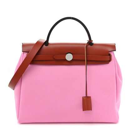 Hermes Military Toile Vache Hunter Herbag Zip Retourne PM 31 Bubblegum 1 of 10