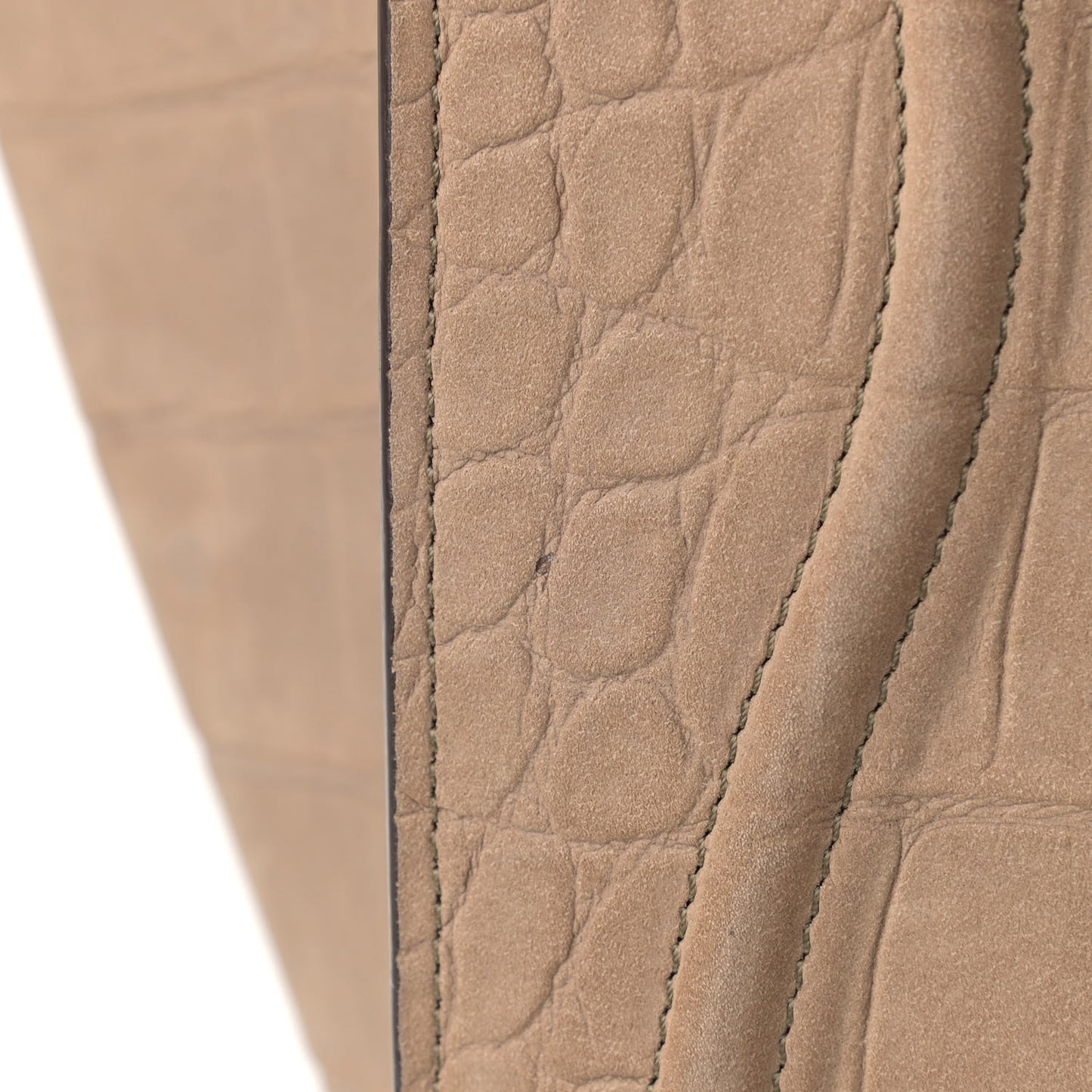 Crocodile Embossed Nubuck Medium Phantom Luggage Beige