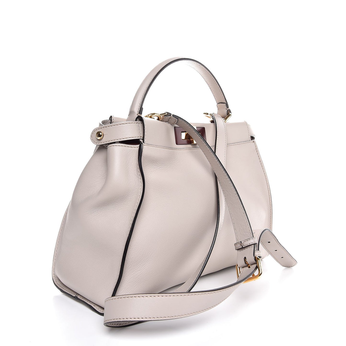 Vitello Seta Shiny Nappa Medium Peekaboo Iconic Satchel Grigio Polvere Bois de Rose