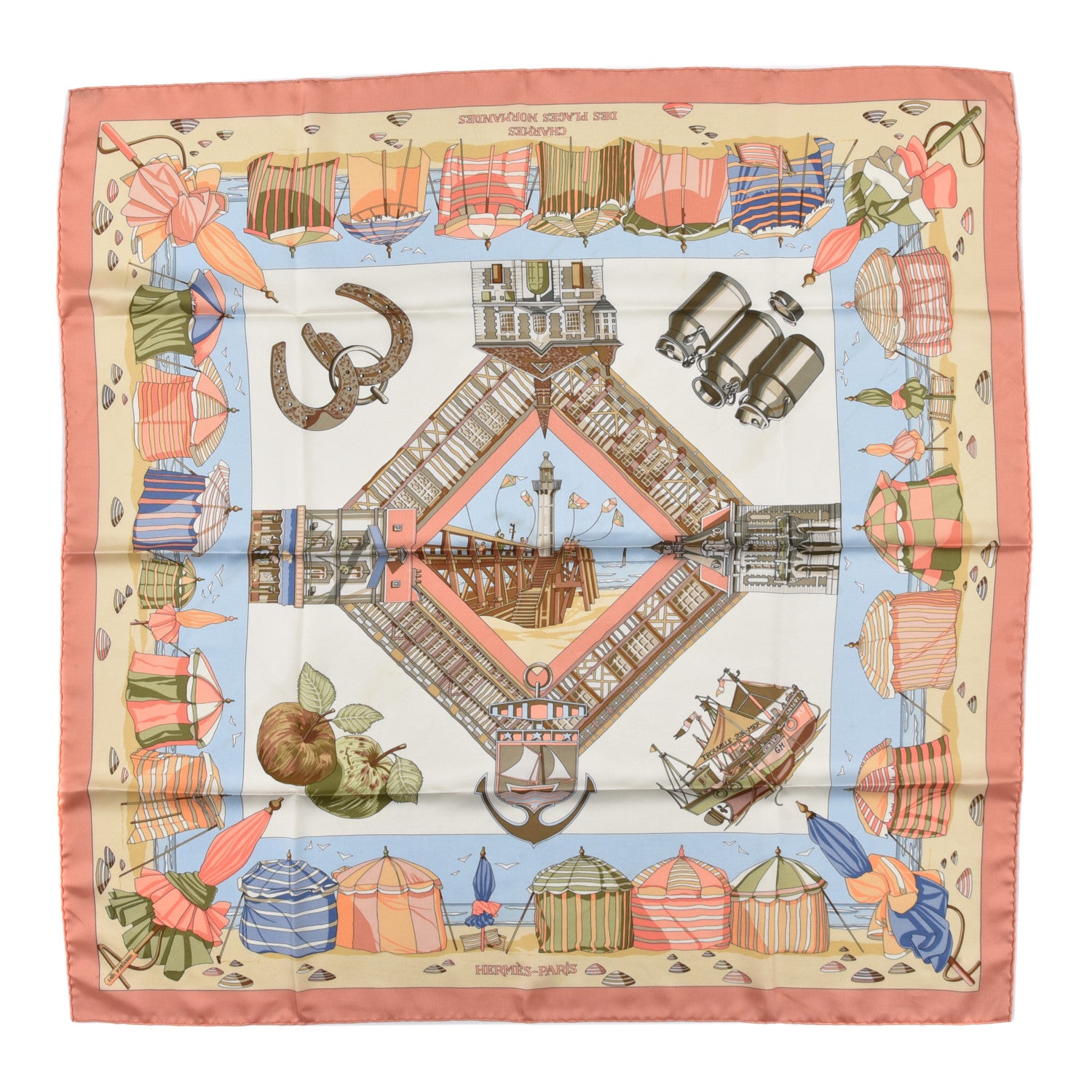 Hermes Silk Charmes Des Plages Normandes Scarf 90 1 of 6
