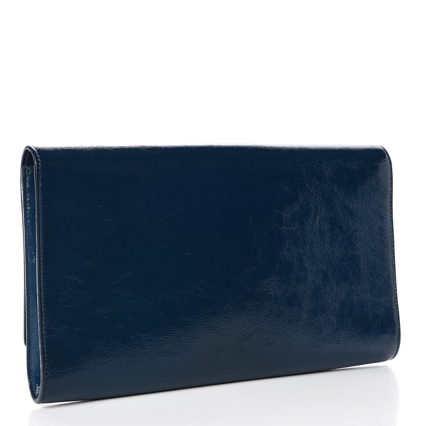 Textured Patent Large Belle de Jour Clutch Peacock Green