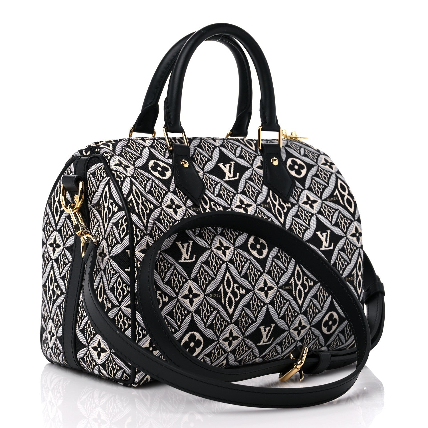 Louis Vuitton Jacquard Since 1854 Speedy Bandouliere 25 Black 3 of 10