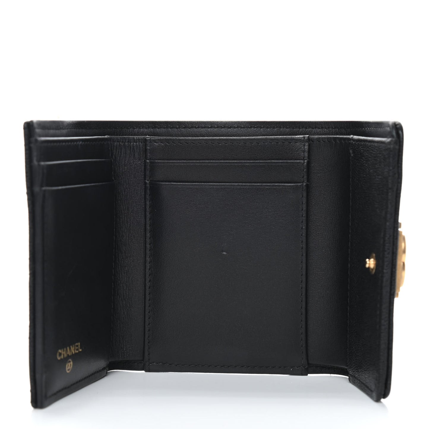 Caviar Quilted Compact Boy Wallet Black