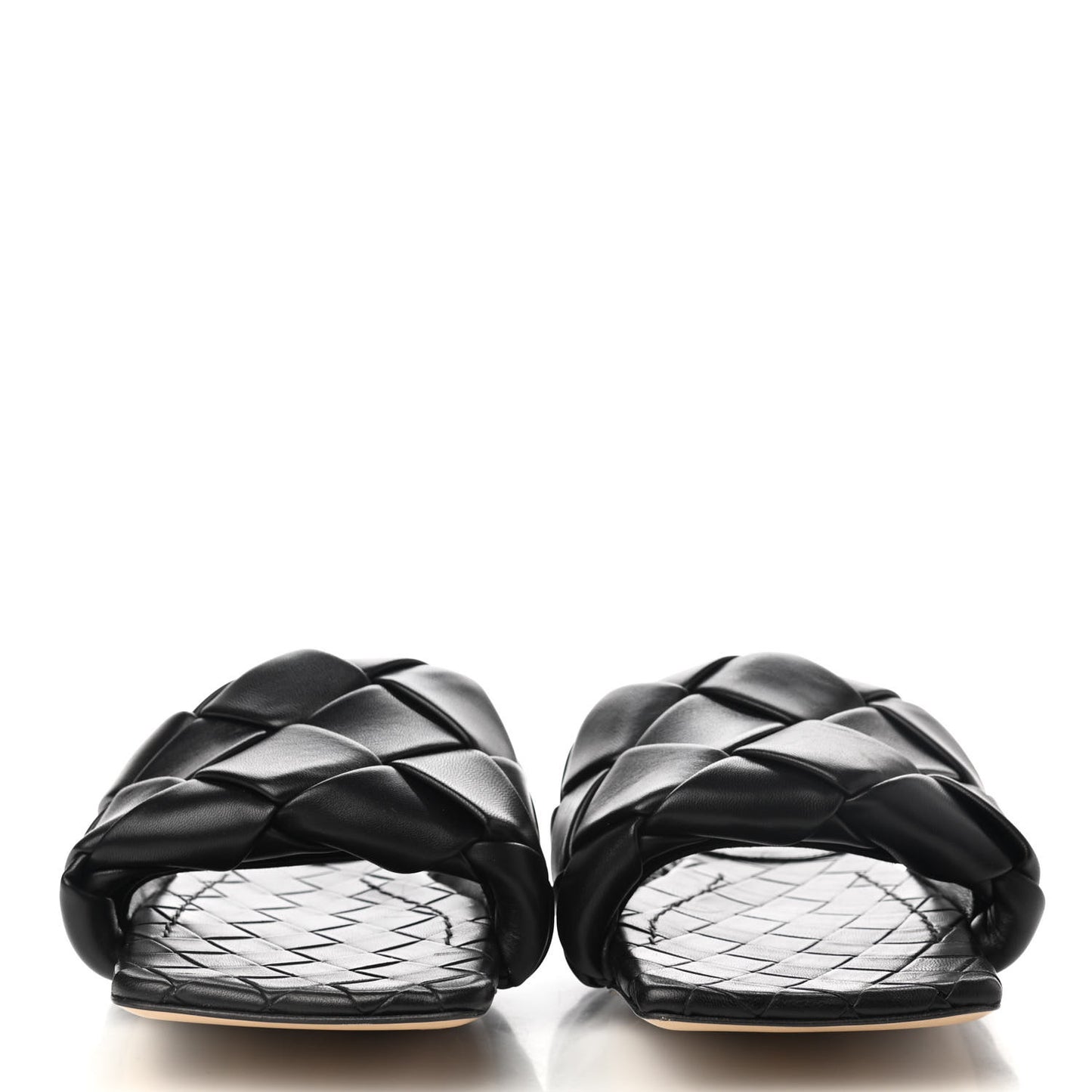 Nappa Maxi Intrecciato Lido Flat Sandals 38 Black