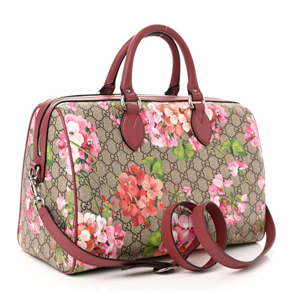 Gucci GG Supreme Monogram Blooms Medium Boston Beige Multicolor Dry Rose 3 of 11
