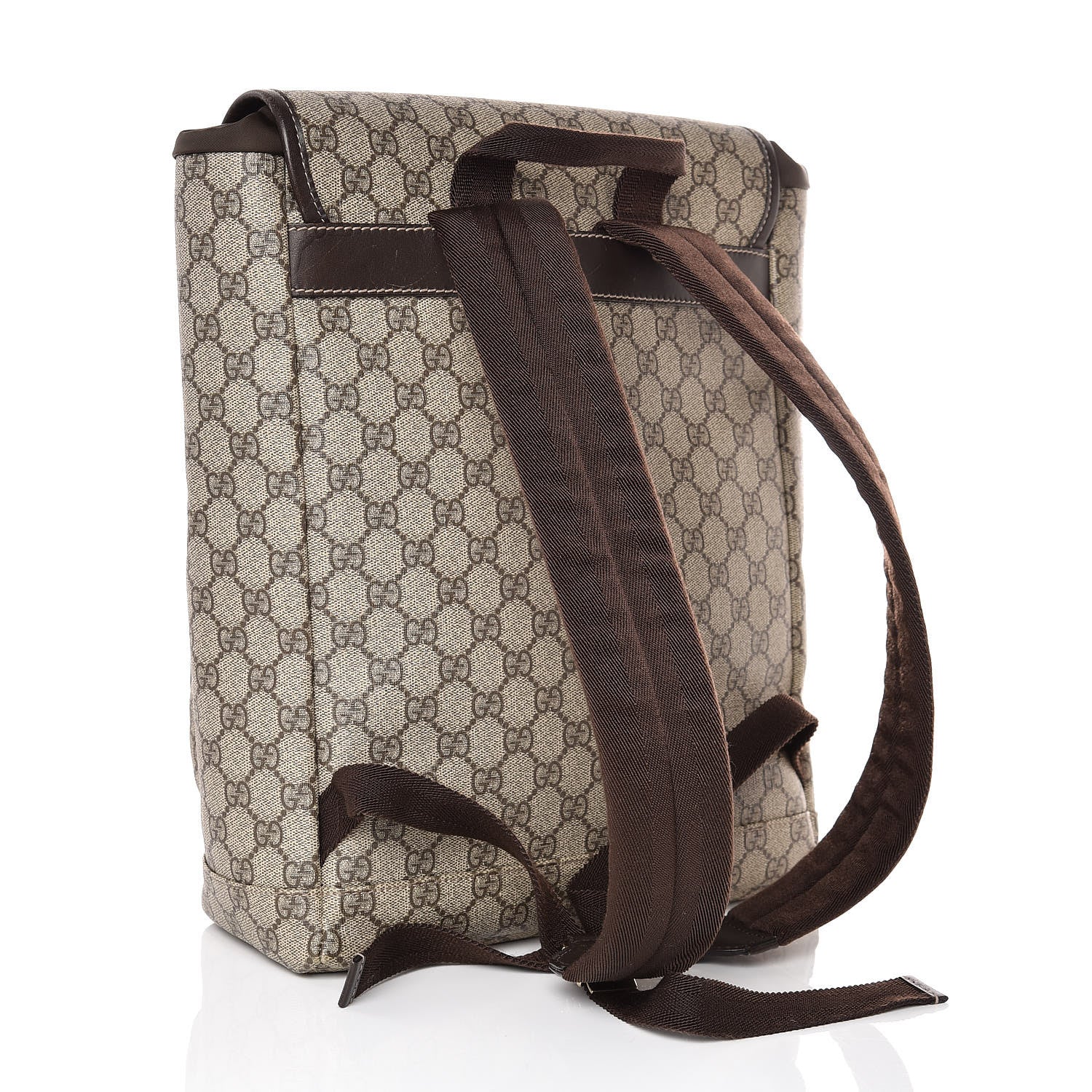 Gucci GG Supreme Monogram Medium Single Buckle Rucksack Backpack Beige Ebony Brown 3 of 8
