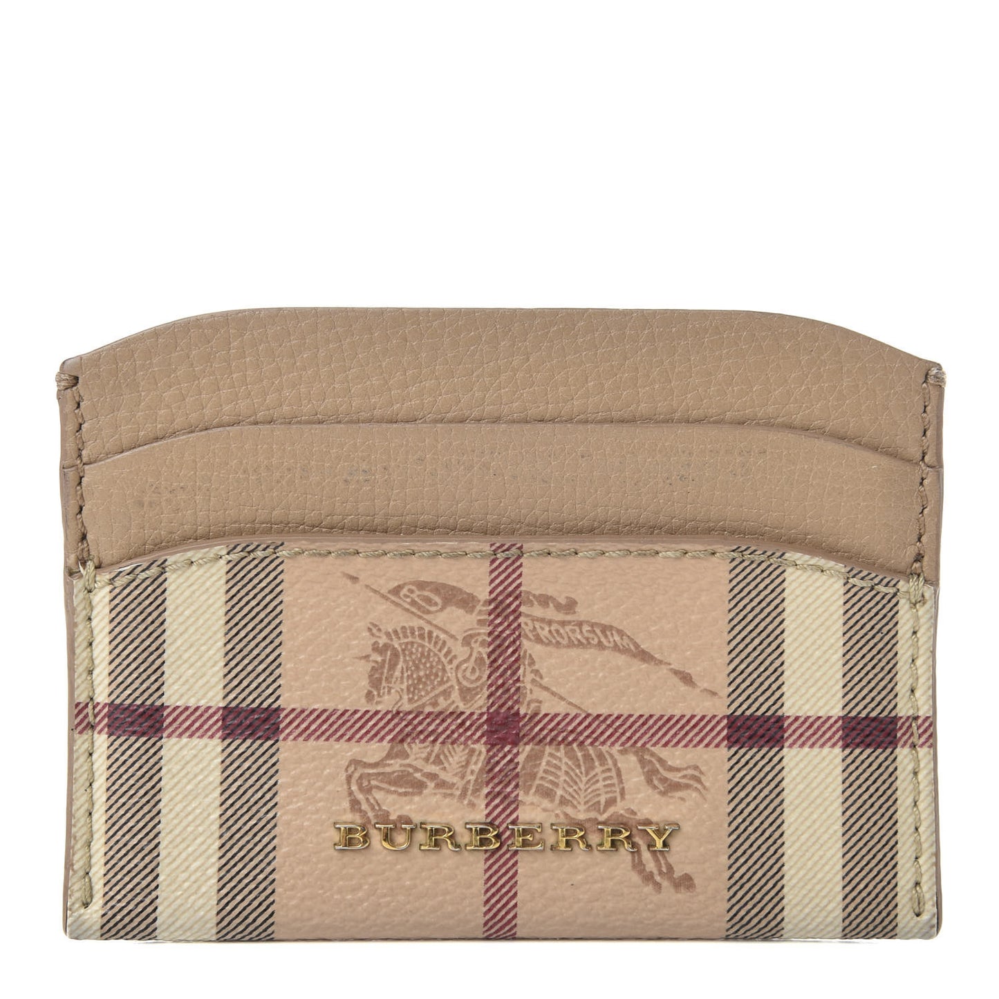 Soft Grain Calfskin Haymarket Check Izzy Card Case Beige