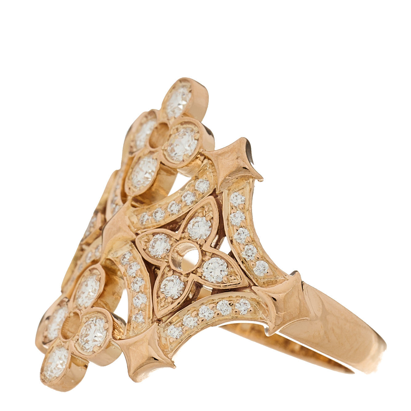 18K Rose Gold Diamond Dentelle de Monogram Ring 50 5.5