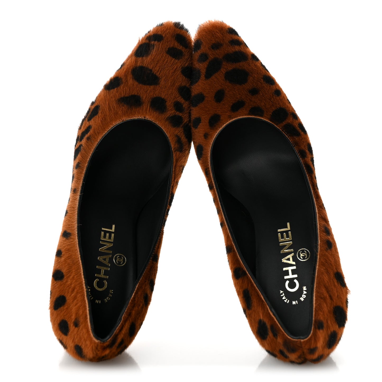 Pony Hair Lambskin Pumps 38 Brown Black
