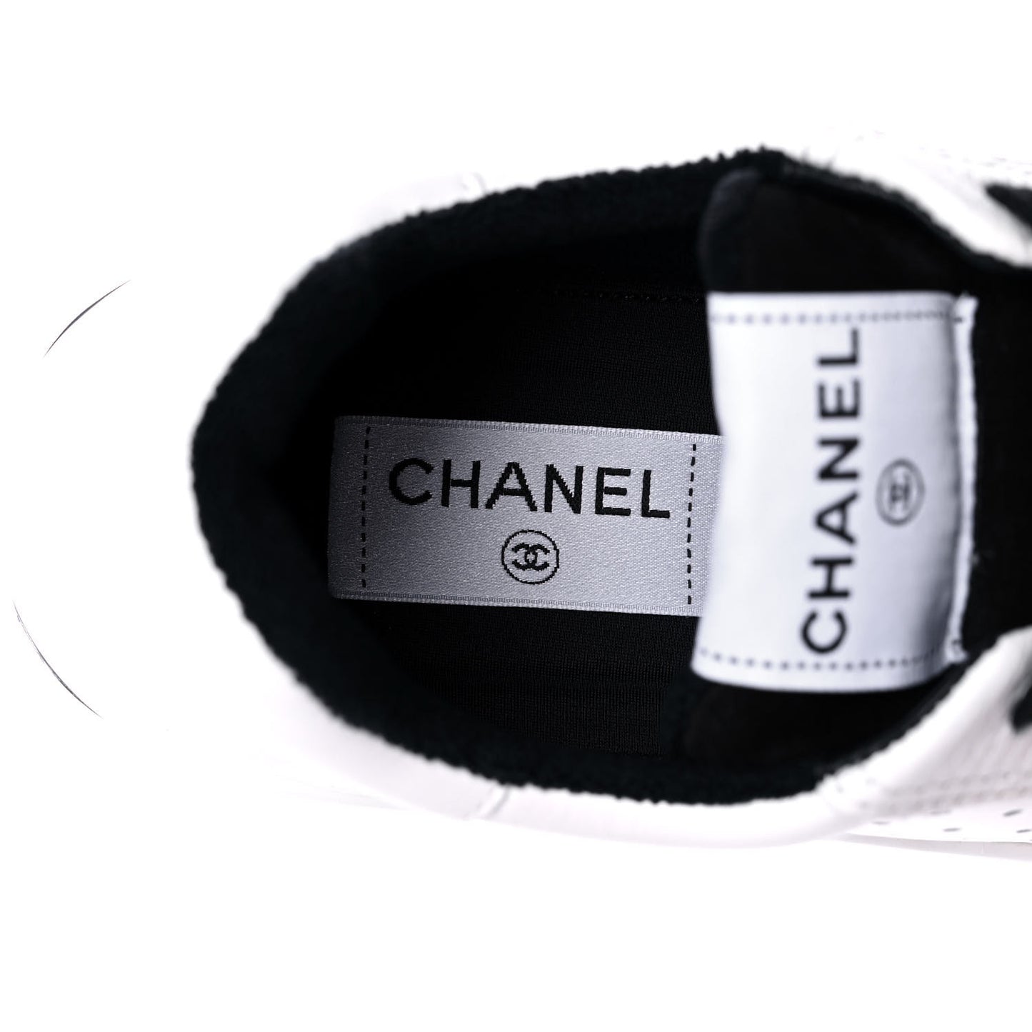 Grained Calfskin Fabric Womens Logo Sneakers 38 White Black
