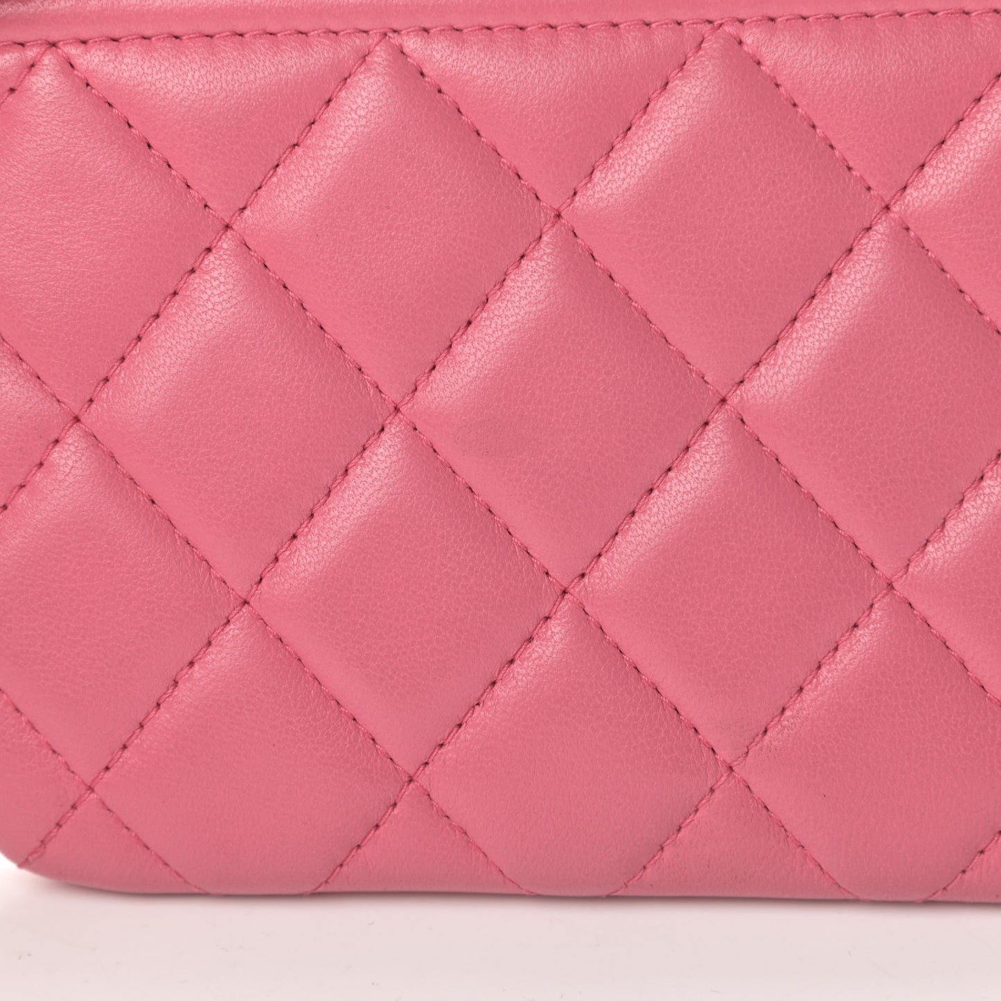 Lambskin Quilted Small Boy Zipped Pouch Pink