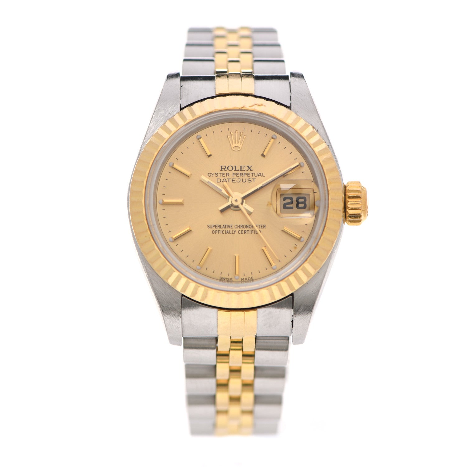 Rolex Stainless Steel 18K Yellow Gold 26mm Oyster Perpetual Datejust Watch Champagne 79173 1 of 8