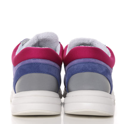 Chanel Nylon Calfskin Suede CC Womens Sneakers 39 Light Blue 5 of 14