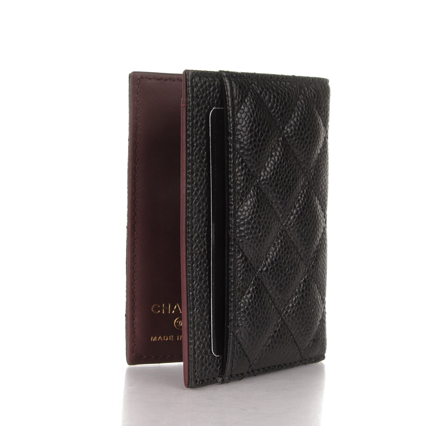 Caviar Quilted Card Holder Wallet Black