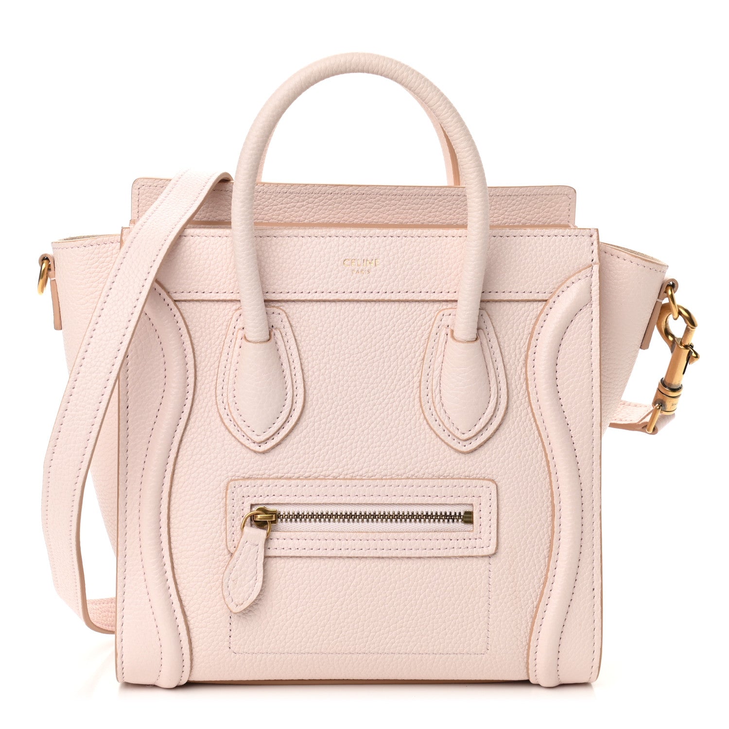 Celine Drummed Calfskin Nano Luggage Pale Pink 1 of 10
