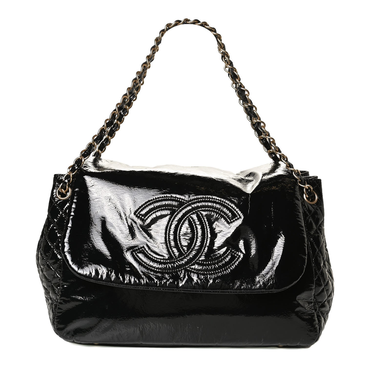 Chanel Vinyl XL Rock and Chain Flap Black 1 of 10
