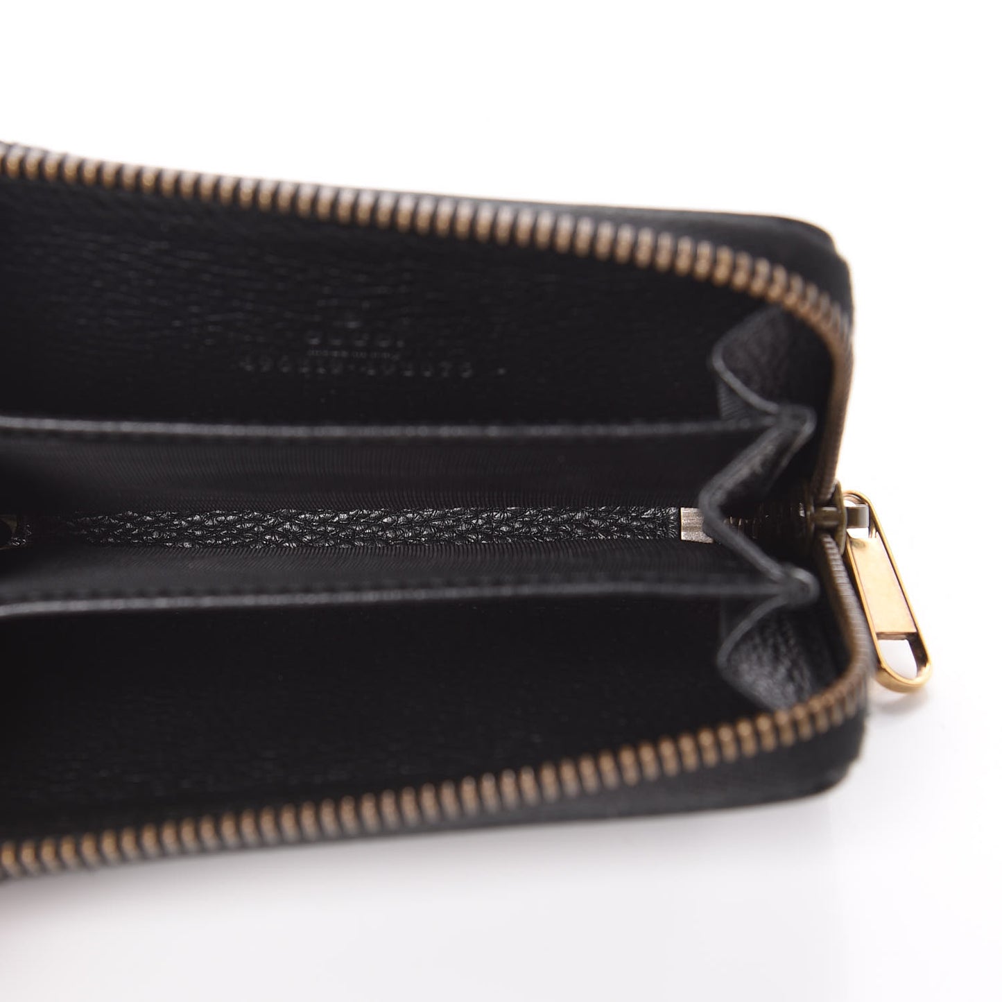 Calfskin Logo Zip Around Card Case Black